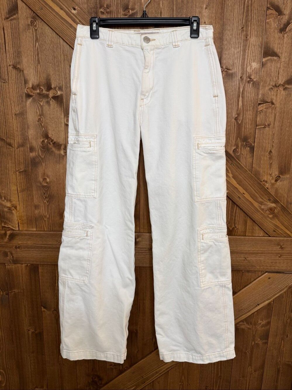 Hudson Womens 26 White Cargo Pants Wide Leg Utility Y2K 28x31(9640)